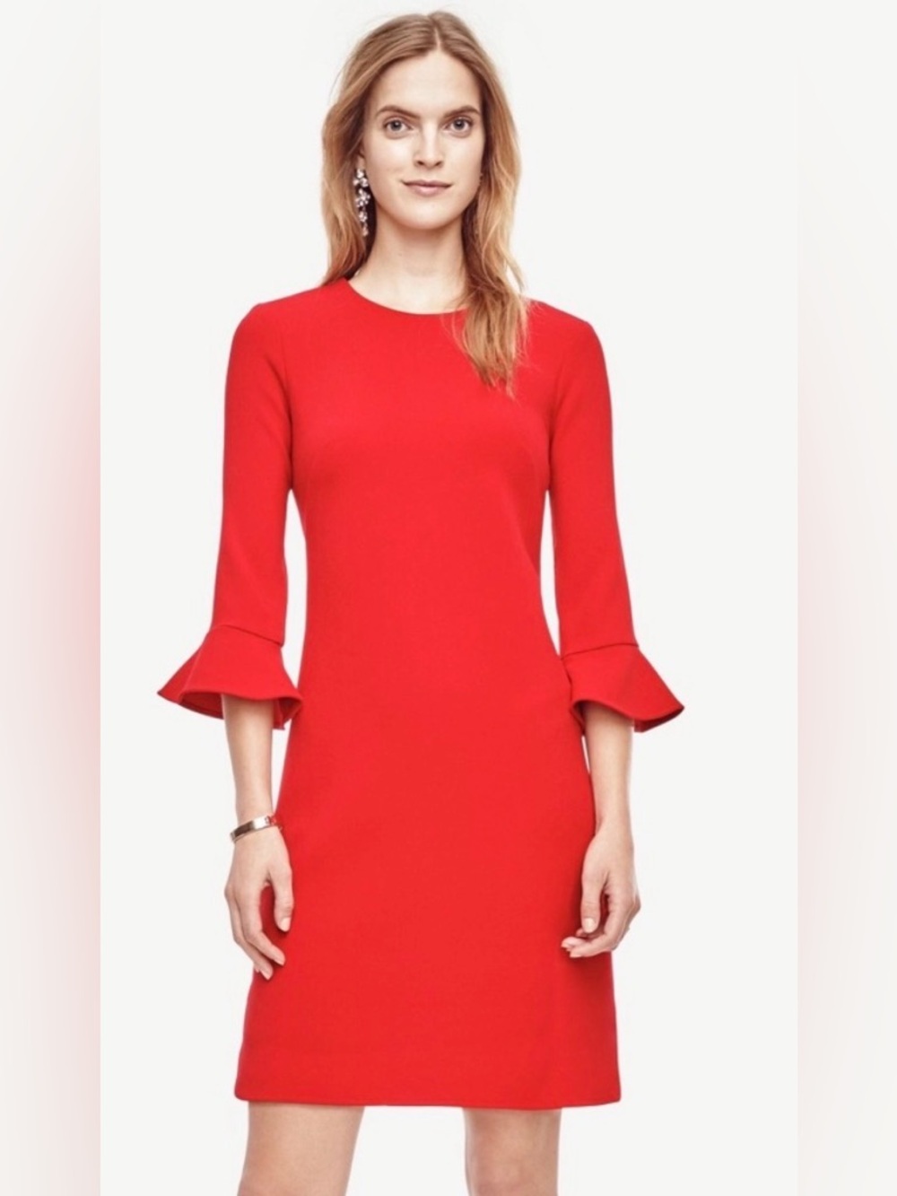 Ann Taylor Factory Red Flared Sleeve Dress Size 2